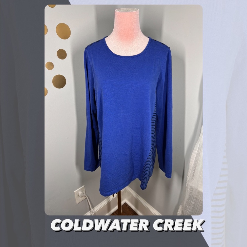 EUC Coldwater Creek Striped Back Tee Shirt